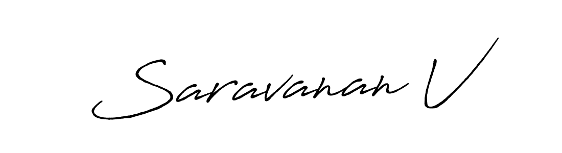 Saravanan V stylish signature style. Best Handwritten Sign (Antro_Vectra_Bolder) for my name. Handwritten Signature Collection Ideas for my name Saravanan V. Saravanan V signature style 7 images and pictures png