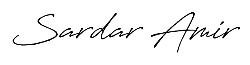 Master the art of signing with Sardar Amir written in fluent Antro_Vectra_Bolder script. A great template to practice and refine your handwriting. Sardar Amir signature style 7 images and pictures png