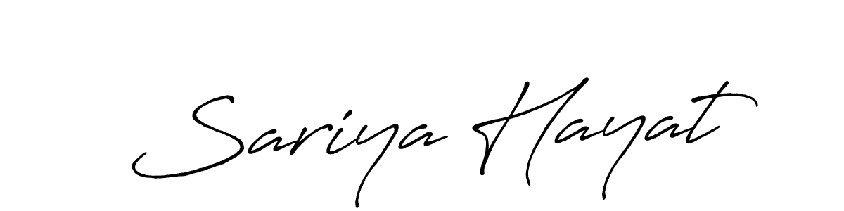 Make a beautiful signature design for name Sariya Hayat. With this signature (Antro_Vectra_Bolder) style, you can create a handwritten signature for free. Sariya Hayat signature style 7 images and pictures png