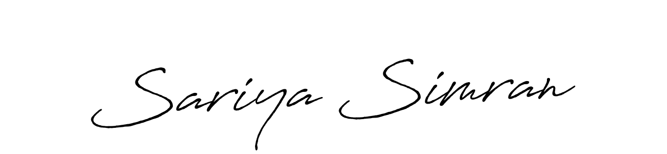 Design your own signature with our free online signature maker. With this signature software, you can create a handwritten (Antro_Vectra_Bolder) signature for name Sariya Simran. Sariya Simran signature style 7 images and pictures png