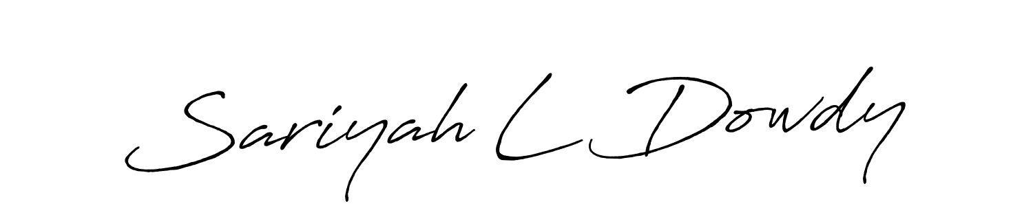 Make a beautiful signature design for name Sariyah L Dowdy. With this signature (Antro_Vectra_Bolder) style, you can create a handwritten signature for free. Sariyah L Dowdy signature style 7 images and pictures png