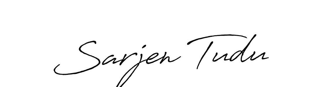 if you are searching for the best signature style for your name Sarjen Tudu. so please give up your signature search. here we have designed multiple signature styles  using Antro_Vectra_Bolder. Sarjen Tudu signature style 7 images and pictures png