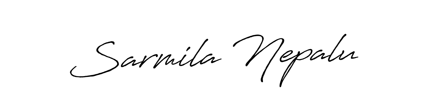 Use a signature maker to create a handwritten signature online. With this signature software, you can design (Antro_Vectra_Bolder) your own signature for name Sarmila Nepalu. Sarmila Nepalu signature style 7 images and pictures png