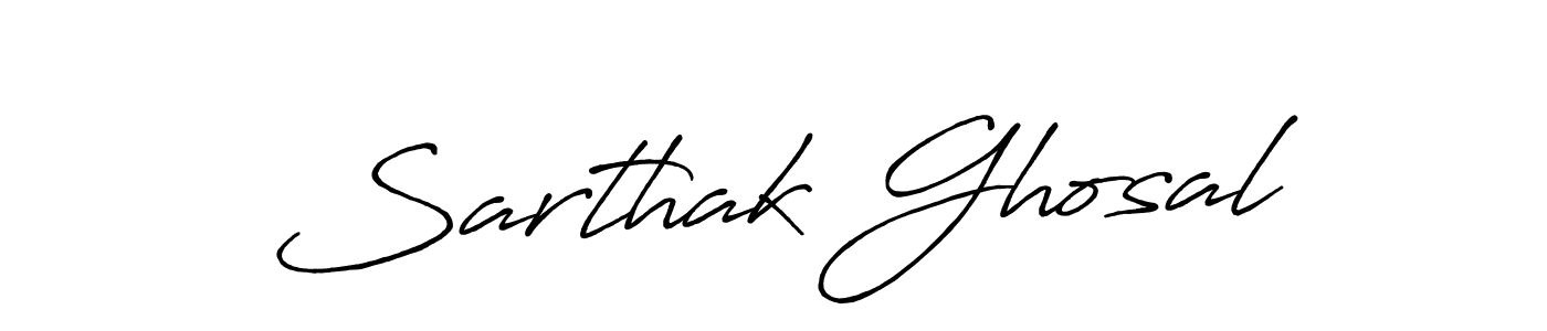 Create a beautiful signature design for name Sarthak Ghosal. With this signature (Antro_Vectra_Bolder) fonts, you can make a handwritten signature for free. Sarthak Ghosal signature style 7 images and pictures png