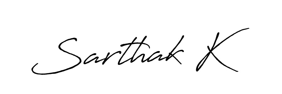 Also we have Sarthak K name is the best signature style. Create professional handwritten signature collection using Antro_Vectra_Bolder autograph style. Sarthak K signature style 7 images and pictures png