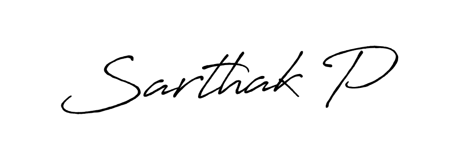 How to make Sarthak P name signature. Use Antro_Vectra_Bolder style for creating short signs online. This is the latest handwritten sign. Sarthak P signature style 7 images and pictures png