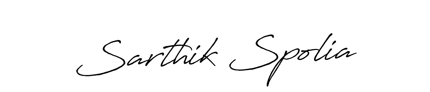 How to make Sarthik Spolia name signature. Use Antro_Vectra_Bolder style for creating short signs online. This is the latest handwritten sign. Sarthik Spolia signature style 7 images and pictures png