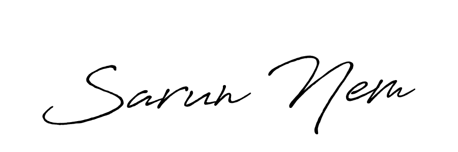 Use a signature maker to create a handwritten signature online. With this signature software, you can design (Antro_Vectra_Bolder) your own signature for name Sarun Nem. Sarun Nem signature style 7 images and pictures png