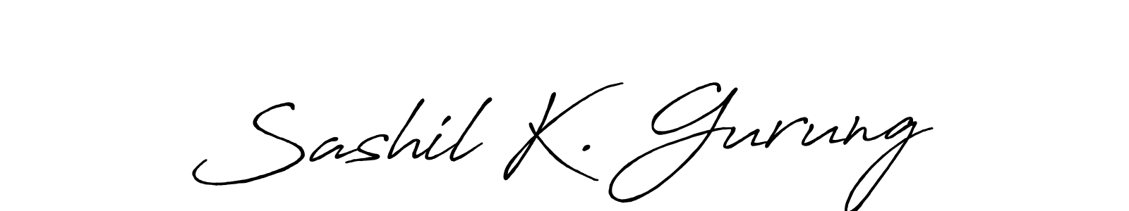 if you are searching for the best signature style for your name Sashil K. Gurung. so please give up your signature search. here we have designed multiple signature styles  using Antro_Vectra_Bolder. Sashil K. Gurung signature style 7 images and pictures png