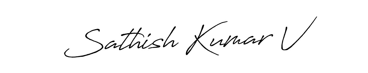Antro_Vectra_Bolder is a professional signature style that is perfect for those who want to add a touch of class to their signature. It is also a great choice for those who want to make their signature more unique. Get Sathish Kumar V name to fancy signature for free. Sathish Kumar V signature style 7 images and pictures png