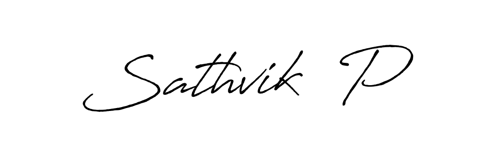 How to make Sathvik  P signature? Antro_Vectra_Bolder is a professional autograph style. Create handwritten signature for Sathvik  P name. Sathvik  P signature style 7 images and pictures png