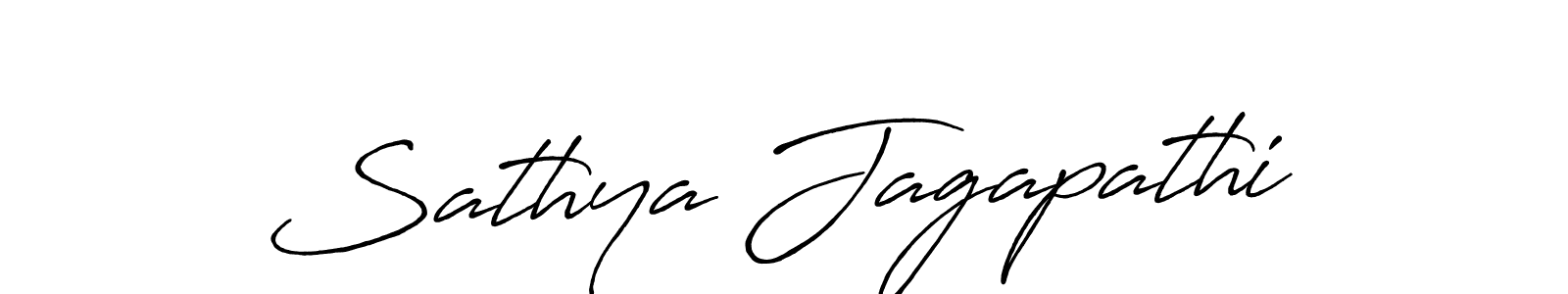 Create a beautiful signature design for name Sathya Jagapathi. With this signature (Antro_Vectra_Bolder) fonts, you can make a handwritten signature for free. Sathya Jagapathi signature style 7 images and pictures png