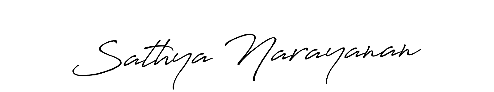 Create a beautiful signature design for name Sathya Narayanan. With this signature (Antro_Vectra_Bolder) fonts, you can make a handwritten signature for free. Sathya Narayanan signature style 7 images and pictures png