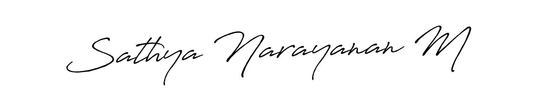 How to make Sathya Narayanan M name signature. Use Antro_Vectra_Bolder style for creating short signs online. This is the latest handwritten sign. Sathya Narayanan M signature style 7 images and pictures png