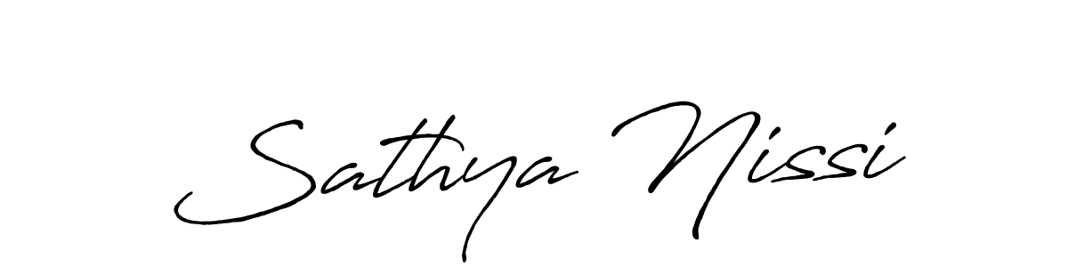 Create a beautiful signature design for name Sathya Nissi. With this signature (Antro_Vectra_Bolder) fonts, you can make a handwritten signature for free. Sathya Nissi signature style 7 images and pictures png