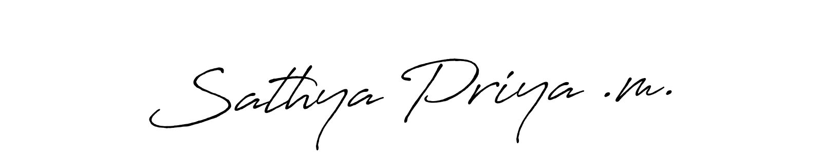 How to make Sathya Priya .m. signature? Antro_Vectra_Bolder is a professional autograph style. Create handwritten signature for Sathya Priya .m. name. Sathya Priya .m. signature style 7 images and pictures png