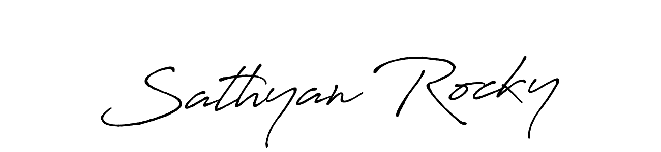 How to make Sathyan Rocky name signature. Use Antro_Vectra_Bolder style for creating short signs online. This is the latest handwritten sign. Sathyan Rocky signature style 7 images and pictures png