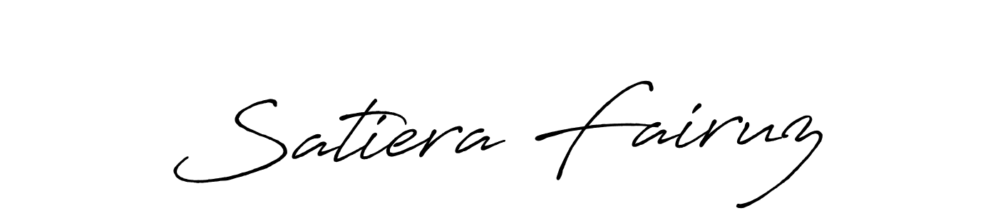 How to make Satiera Fairuz name signature. Use Antro_Vectra_Bolder style for creating short signs online. This is the latest handwritten sign. Satiera Fairuz signature style 7 images and pictures png