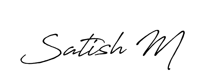 Satish M stylish signature style. Best Handwritten Sign (Antro_Vectra_Bolder) for my name. Handwritten Signature Collection Ideas for my name Satish M. Satish M signature style 7 images and pictures png