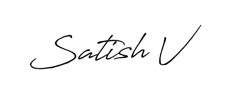 Similarly Antro_Vectra_Bolder is the best handwritten signature design. Signature creator online .You can use it as an online autograph creator for name Satish V. Satish V signature style 7 images and pictures png