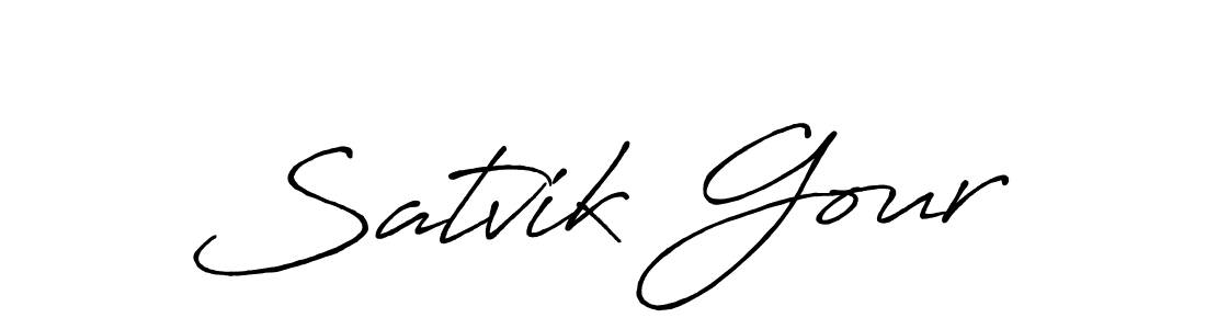 How to make Satvik Gour name signature. Use Antro_Vectra_Bolder style for creating short signs online. This is the latest handwritten sign. Satvik Gour signature style 7 images and pictures png