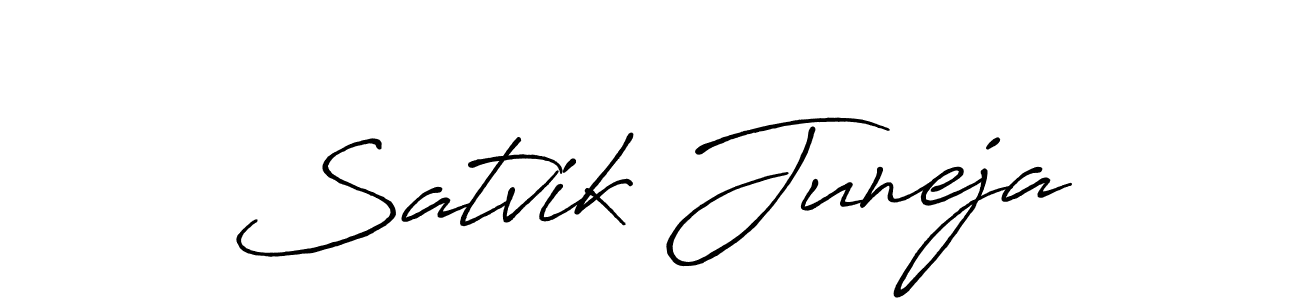 Make a beautiful signature design for name Satvik Juneja. With this signature (Antro_Vectra_Bolder) style, you can create a handwritten signature for free. Satvik Juneja signature style 7 images and pictures png