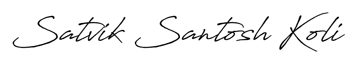 A dynamic signature style for Satvik Santosh Koli using Antro_Vectra_Bolder script. Designed to look authentic, handwritten, and professional. Satvik Santosh Koli signature style 7 images and pictures png