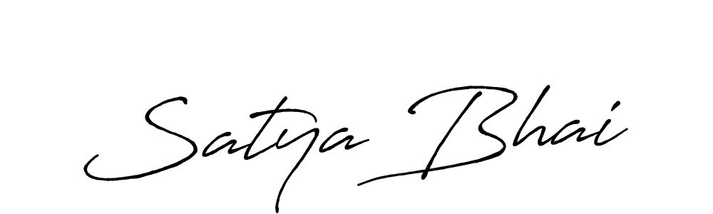 Use a signature maker to create a handwritten signature online. With this signature software, you can design (Antro_Vectra_Bolder) your own signature for name Satya Bhai. Satya Bhai signature style 7 images and pictures png