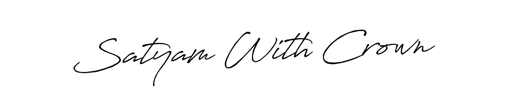How to make Satyam With Crown signature? Antro_Vectra_Bolder is a professional autograph style. Create handwritten signature for Satyam With Crown name. Satyam With Crown signature style 7 images and pictures png