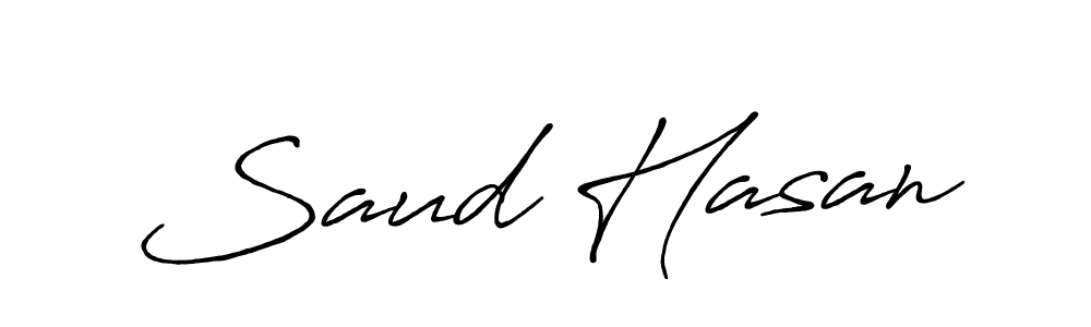 Make a beautiful signature design for name Saud Hasan. With this signature (Antro_Vectra_Bolder) style, you can create a handwritten signature for free. Saud Hasan signature style 7 images and pictures png