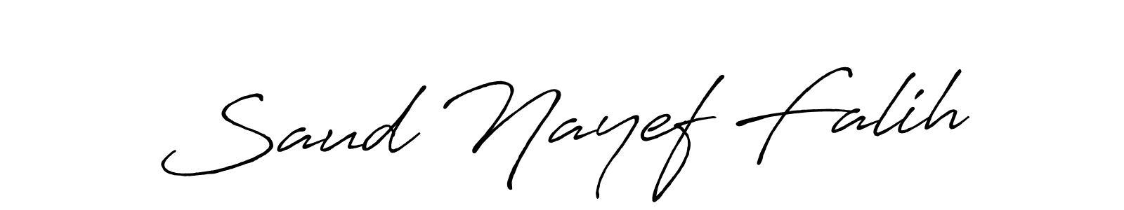 How to make Saud Nayef Falih name signature. Use Antro_Vectra_Bolder style for creating short signs online. This is the latest handwritten sign. Saud Nayef Falih signature style 7 images and pictures png