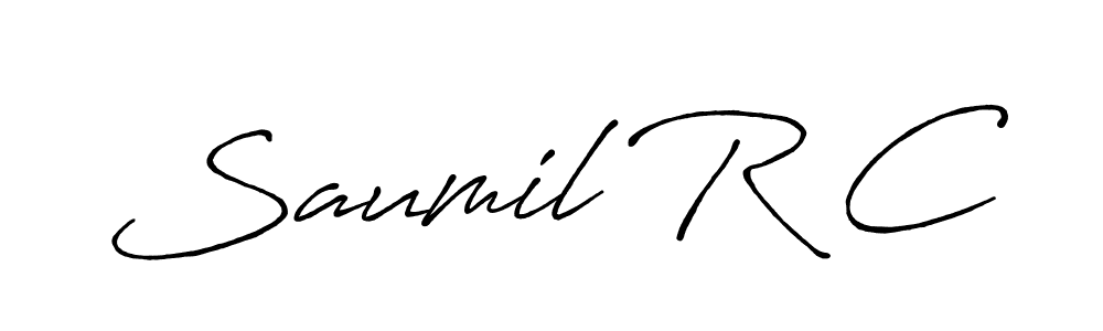 The best way (Antro_Vectra_Bolder) to make a short signature is to pick only two or three words in your name. The name Saumil R C include a total of six letters. For converting this name. Saumil R C signature style 7 images and pictures png