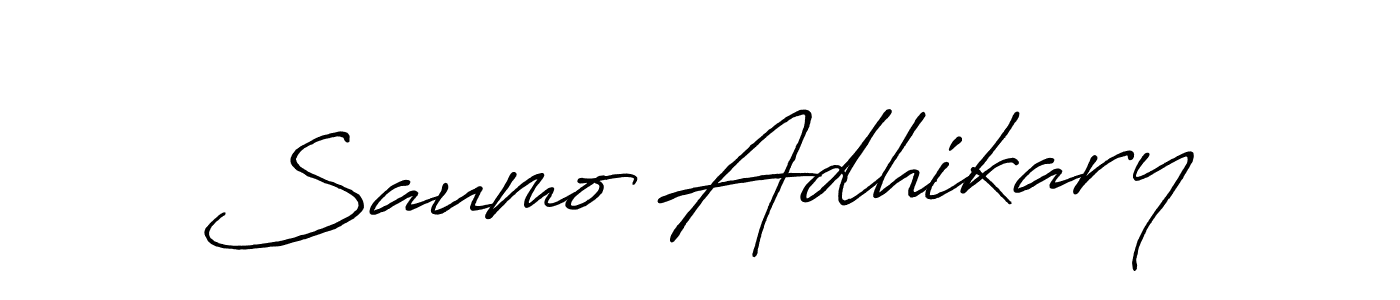 Antro_Vectra_Bolder is a professional signature style that is perfect for those who want to add a touch of class to their signature. It is also a great choice for those who want to make their signature more unique. Get Saumo Adhikary name to fancy signature for free. Saumo Adhikary signature style 7 images and pictures png