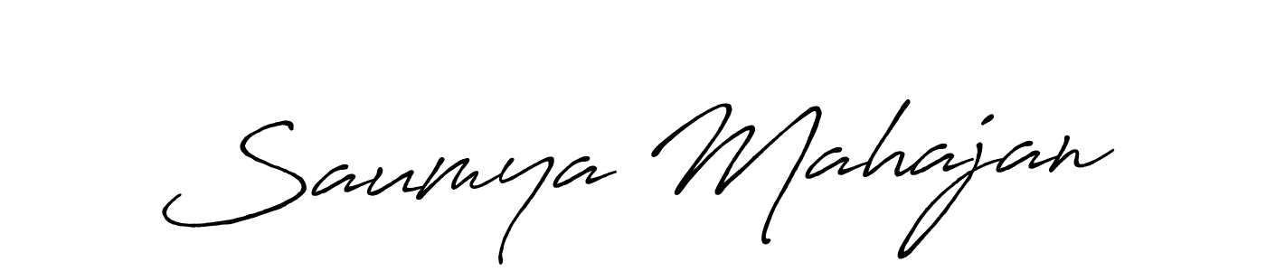 Make a beautiful signature design for name Saumya Mahajan. With this signature (Antro_Vectra_Bolder) style, you can create a handwritten signature for free. Saumya Mahajan signature style 7 images and pictures png