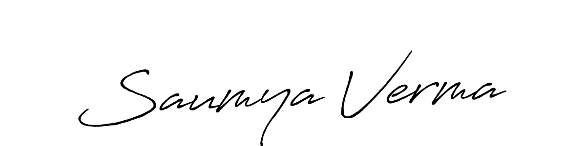 Make a beautiful signature design for name Saumya Verma. With this signature (Antro_Vectra_Bolder) style, you can create a handwritten signature for free. Saumya Verma signature style 7 images and pictures png