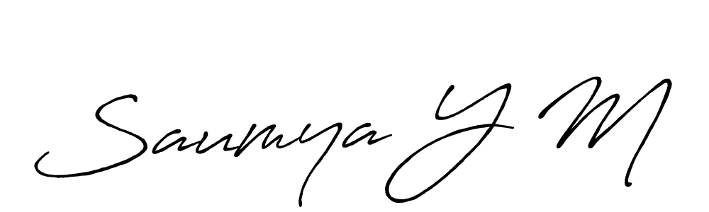 if you are searching for the best signature style for your name Saumya Y M. so please give up your signature search. here we have designed multiple signature styles  using Antro_Vectra_Bolder. Saumya Y M signature style 7 images and pictures png