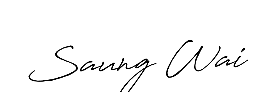 Similarly Antro_Vectra_Bolder is the best handwritten signature design. Signature creator online .You can use it as an online autograph creator for name Saung Wai. Saung Wai signature style 7 images and pictures png
