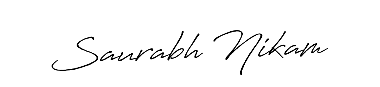 The best way (Antro_Vectra_Bolder) to make a short signature is to pick only two or three words in your name. The name Saurabh Nikam include a total of six letters. For converting this name. Saurabh Nikam signature style 7 images and pictures png