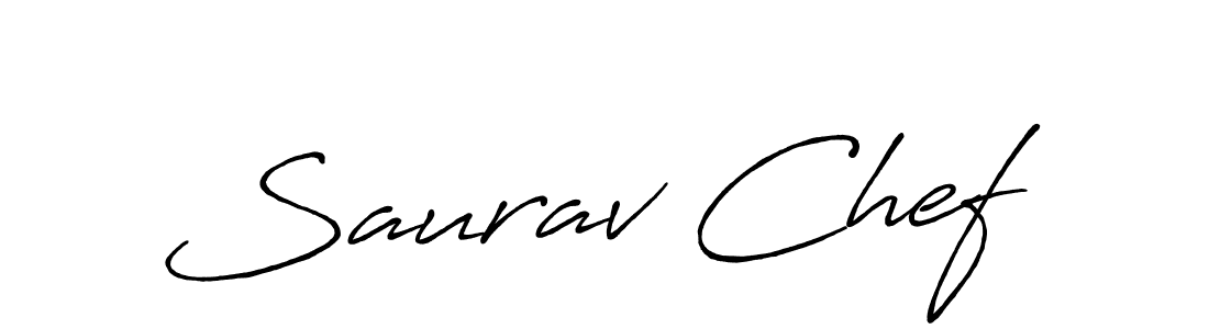 How to make Saurav Chef name signature. Use Antro_Vectra_Bolder style for creating short signs online. This is the latest handwritten sign. Saurav Chef signature style 7 images and pictures png