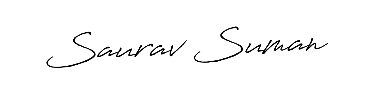 Design your own signature with our free online signature maker. With this signature software, you can create a handwritten (Antro_Vectra_Bolder) signature for name Saurav Suman. Saurav Suman signature style 7 images and pictures png
