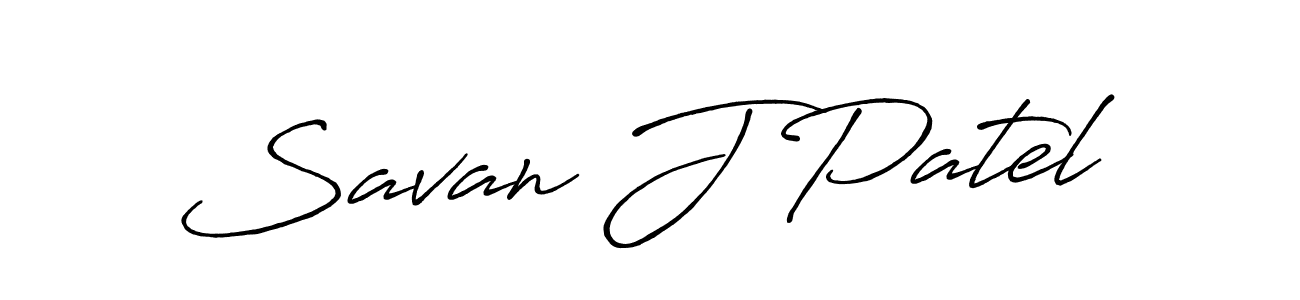 Use a signature maker to create a handwritten signature online. With this signature software, you can design (Antro_Vectra_Bolder) your own signature for name Savan J Patel. Savan J Patel signature style 7 images and pictures png