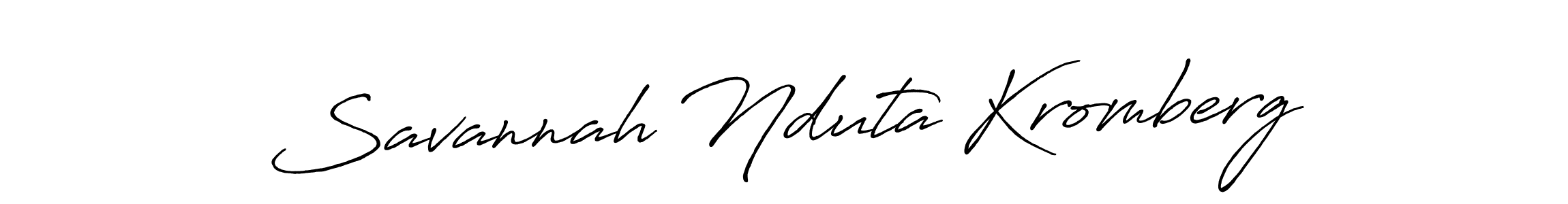 Make a beautiful signature design for name Savannah Nduta Kromberg. With this signature (Antro_Vectra_Bolder) style, you can create a handwritten signature for free. Savannah Nduta Kromberg signature style 7 images and pictures png