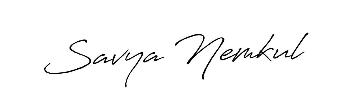 Make a beautiful signature design for name Savya Nemkul. With this signature (Antro_Vectra_Bolder) style, you can create a handwritten signature for free. Savya Nemkul signature style 7 images and pictures png