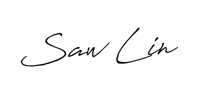 Use a signature maker to create a handwritten signature online. With this signature software, you can design (Antro_Vectra_Bolder) your own signature for name Saw Lin. Saw Lin signature style 7 images and pictures png