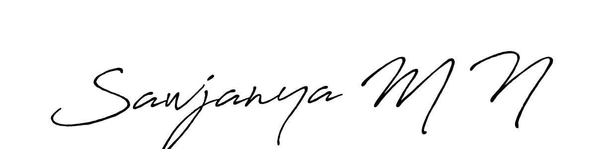 How to Draw Sawjanya M N signature style? Antro_Vectra_Bolder is a latest design signature styles for name Sawjanya M N. Sawjanya M N signature style 7 images and pictures png