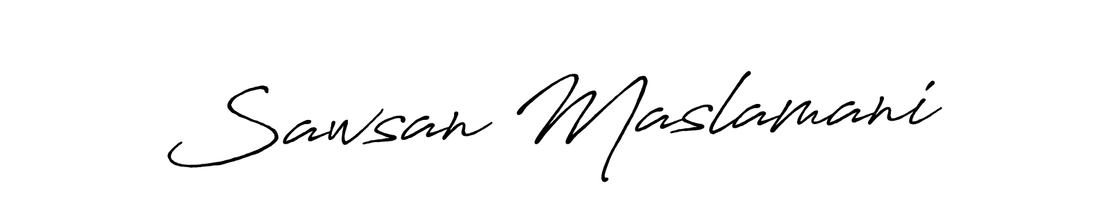 How to make Sawsan Maslamani name signature. Use Antro_Vectra_Bolder style for creating short signs online. This is the latest handwritten sign. Sawsan Maslamani signature style 7 images and pictures png