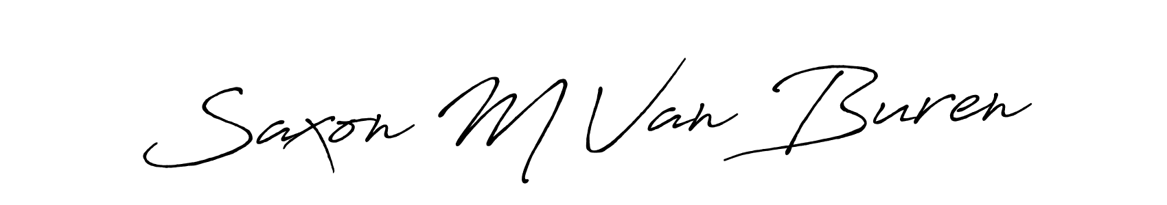 Make a beautiful signature design for name Saxon M Van Buren. With this signature (Antro_Vectra_Bolder) style, you can create a handwritten signature for free. Saxon M Van Buren signature style 7 images and pictures png