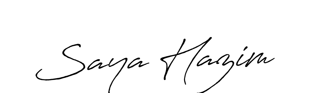 How to make Saya Hazim name signature. Use Antro_Vectra_Bolder style for creating short signs online. This is the latest handwritten sign. Saya Hazim signature style 7 images and pictures png