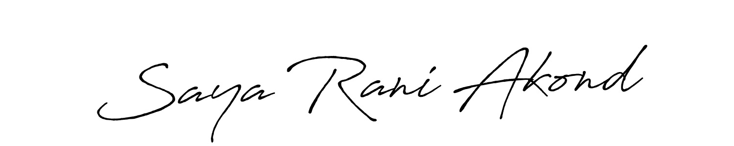 Use a signature maker to create a handwritten signature online. With this signature software, you can design (Antro_Vectra_Bolder) your own signature for name Saya Rani Akond. Saya Rani Akond signature style 7 images and pictures png