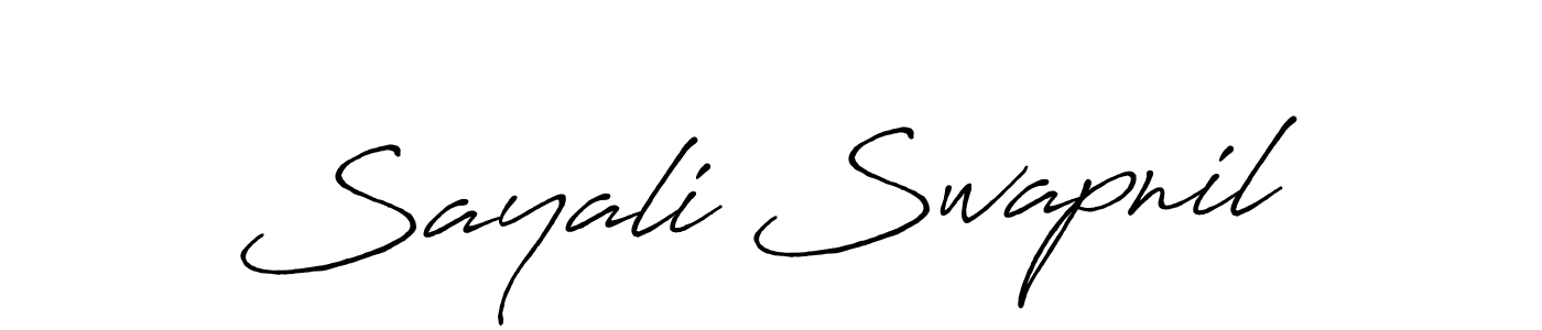 How to make Sayali Swapnil name signature. Use Antro_Vectra_Bolder style for creating short signs online. This is the latest handwritten sign. Sayali Swapnil signature style 7 images and pictures png